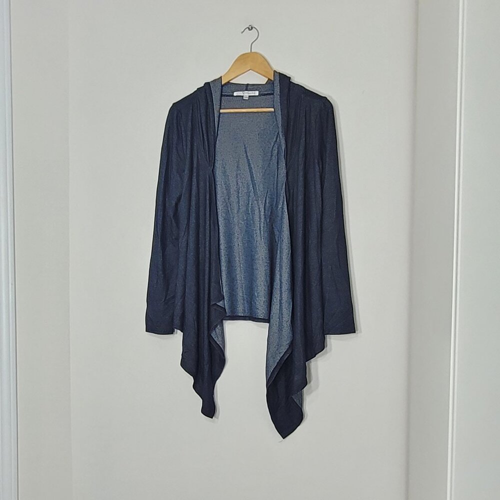 Studio Mote Women's Navy Blue Long Sleeves Open-Front Waterfall Cardigan Size XL